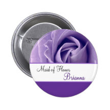 MAID OF HONOR Custom Name Lavender Purple Rose Button