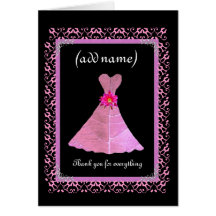 MAID OF HONOR Wedding Thank You - PINK Gown Greeting Card