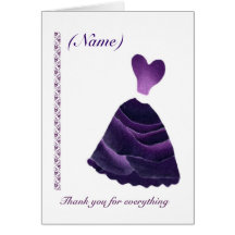 MAID OF HONOR Wedding Thank You - PURPLE Gown Greeting Cards