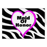 Maid Of Honour (Heart Zebra Stripes) Greeting Cards