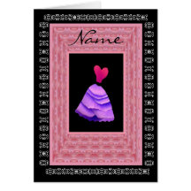 Maid of Honour Invitation PURPLE Dress Petal Trim Greeting Cards