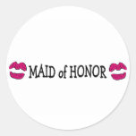 Maid of Honour (Lips Kisses) Round Stickers