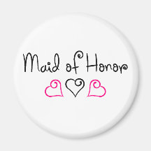 Maid Of Honour Pink Black Hearts Refrigerator Magnets