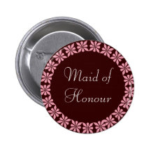 Maid of Honour Pink Flowers I.D. Button