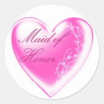 Maid of Honour Round Sticker