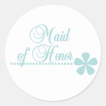 Maid of Honour Teal Elegance Round Sticker
