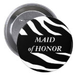 Maid Of Honour Zebra Wedding Button