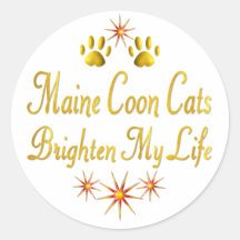 Maine Coon Cats Brighten My Life Round Stickers