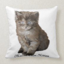 Maine Coon Kitten Throw Pillows