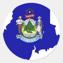 Maine Flag Map Round Sticker