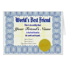 Make a World's Best Friend Certificate Gift Card