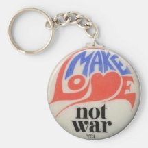 Make Love Not War Retro Peace Symbol Key Chain