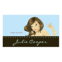 Make up Artist Business Card Blue Woman