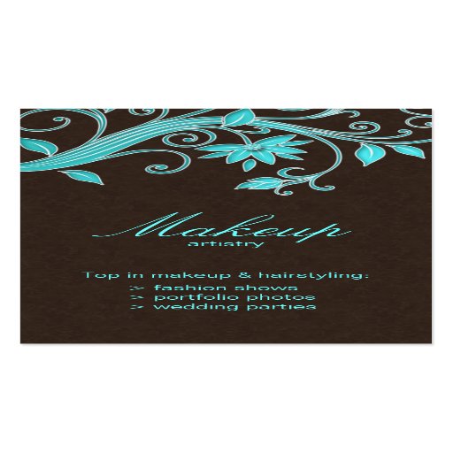 Makeup Artist Business Card Flower Blue Brown