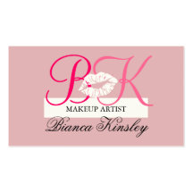 Makeup Artist Business Card Pink Initial Monogram