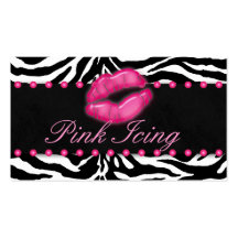Makeup Artist Business Card Zebra Pink Dots Lips
