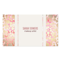 Makeup Artist Faux Gold Leaf Circle Pattern Pink Business Card