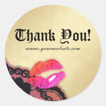 Makeup Artist Glossy Lips N Lace Pink Orange Gold Round Stickers