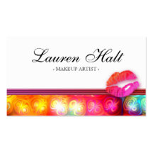 Makeup Artist Glossy Mini Lips Colourful Lights Business Card Templates