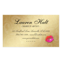 Makeup Artist Glossy Mini Lips N Lace Pink Orange Business Card Templates