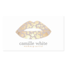 Makeup Artist Gold Lips Beauty Business Card Templates