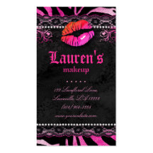 Makeup Artist Lips N Lace Pink Zebra Business Card Templates