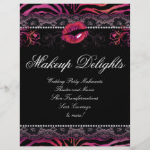 Makeup Flyer Hair Salon Zebra Lips Lace Pink Red