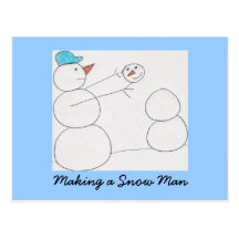 making a snow man Postcard