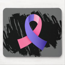 Male Breast Cancer Pink Blue Ribbon With Scribble Mouse Pad