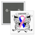 Male Breast Cancer Survivor Butterfly Strength Pinback Button