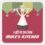 Male chef pantaloons giant fork gift tag label stickers