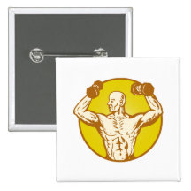 male human anatomy body builder flexing muscle button