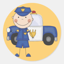 Male Police Officer Tshirts and Gifts Round Stickers