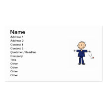 Male Stick Figure Nurse - Blue Business Card