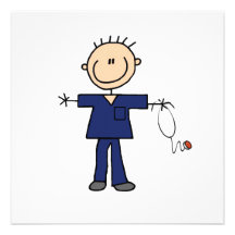 Male Stick Figure Nurse - Blue Invite