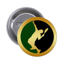 MALE TENNIS PLAYER SMASH PINBACK BUTTON