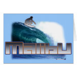 Malibu Beach Surfing Greeting Card
