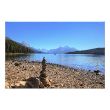 Maligne Lake and Totem Photo Print