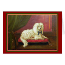 Maltese Dog Lover's Old Fashioned Christmas Card