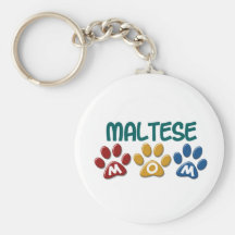 MALTESE Mum Paw Print 1 Key Chain