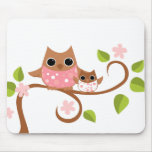 Mama and Baby Owls Mouse Pad