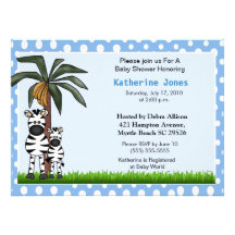 Mama and Baby Zebra Baby Shower Invitation