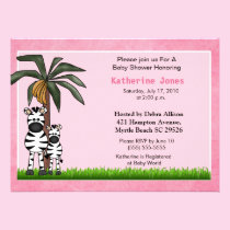 Mama and Baby Zebra Baby Shower Invitation invitations