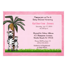 Mama and Baby Zebra Baby Shower Invitation