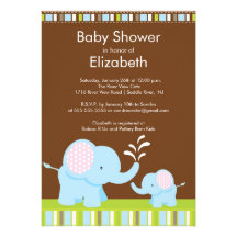 Mama & Baby Elephant Baby Shower Boy or Girl Invite