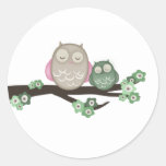 Mama Owl & Baby {Green} | Stickers