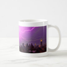Mammoth Lightning Strike Over Midtown NYC Skyline Coffee Mugs