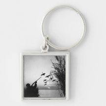 Man Duck Hunting Key Chains