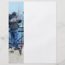Man Fishing Off Hoboken Pier Flyer Design
