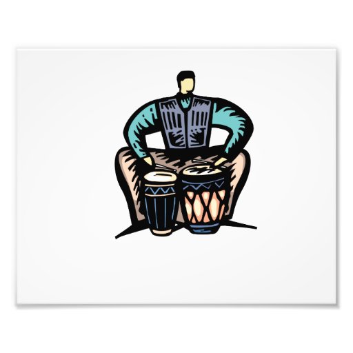 Man Playing Bongos Stylised Graphic Photographic Print